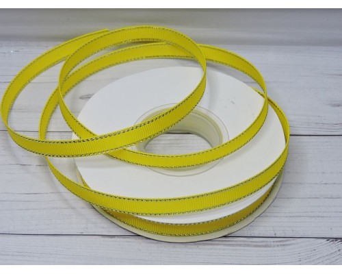 Лента репсовая 10 мм с люрексом серебро, цв. желтый - 1 м.