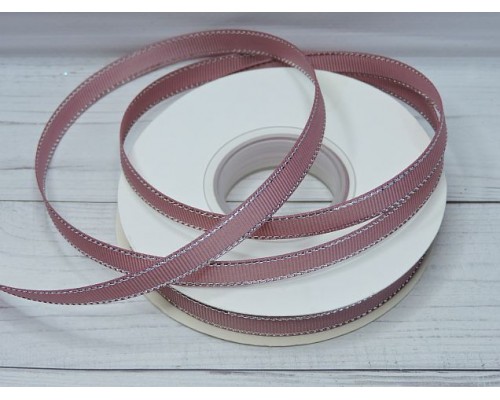 Лента репсовая 10 мм с люрексом серебро, цв. пенка - 1 м.