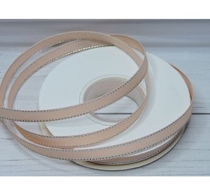 Лента репсовая 10 мм с люрексом серебро, цв. персиковый - 1 м.
