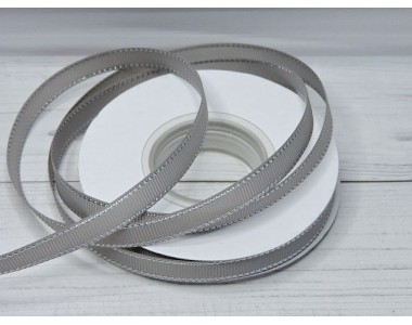 Лента репсовая 10 мм с люрексом серебро, цв. серый - 1 м.