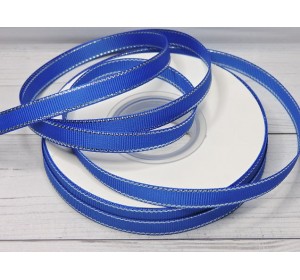 Лента репсовая 10 мм с люрексом серебро, цв. синий - 1 м.