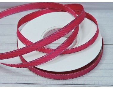 Лента репсовая 10 мм с люрексом серебро, цв. фукси - 1 м.