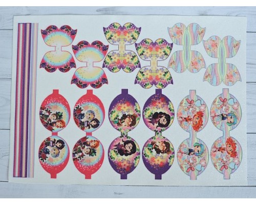 Кожзам-шаблон для бантика с блестками "Сказочный патруль" - 1 лист.