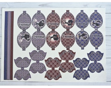 Кожзам-шаблон для бантиков с блестками "Ученица" - 1 лист.