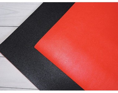 Кожзам двусторонний 1,8 мм, цв. красный/черный - 1 лист.