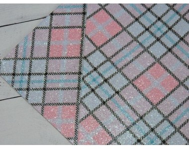 Кожзам с блестками "Клетка" № 3 - 1 лист.