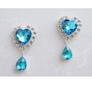 Серединка ювелирная с подвеской "Сердечко", цв. голубой - 1 шт.