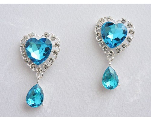 Серединка ювелирная с подвеской "Сердечко", цв. голубой - 1 шт.