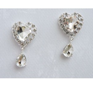 Серединка ювелирная с подвеской "Сердечко", цв. серебро - 1 шт.