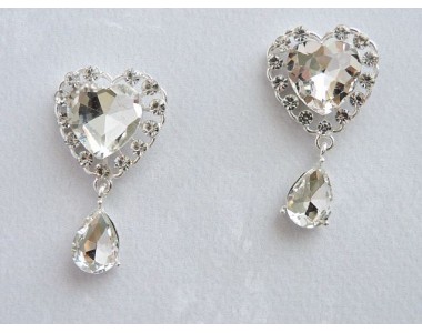 Серединка ювелирная с подвеской "Сердечко", цв. серебро - 1 шт.