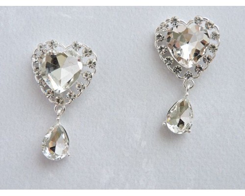 Серединка ювелирная с подвеской "Сердечко", цв. серебро - 1 шт.