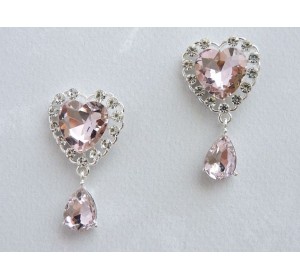 Серединка ювелирная с подвеской "Сердечко", цв. светло-розовый - 1 шт.