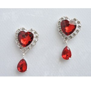 Серединка ювелирная с подвеской "Сердечко", цв. бордовый - 1 шт.