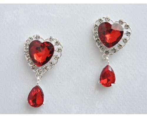 Серединка ювелирная с подвеской "Сердечко", цв. бордовый - 1 шт.