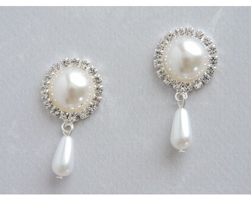 Серединка ювелирная с подвеской, цв. серебро/белый - 1 шт.