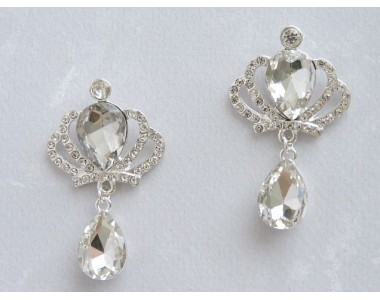 Серединка ювелирная с подвеской "Корона", цв. серебро - 1 шт.