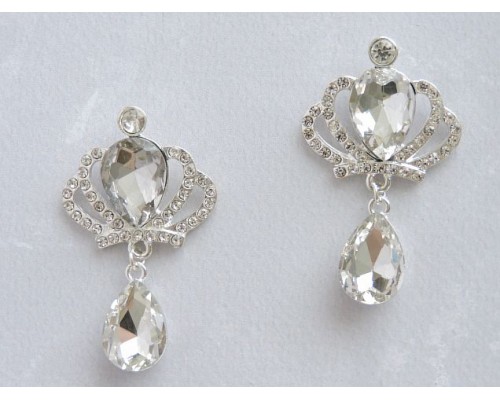 Серединка ювелирная с подвеской "Корона", цв. серебро - 1 шт.