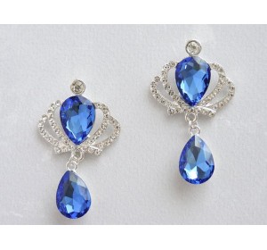 Серединка ювелирная с подвеской "Корона", цв. синий - 1 шт.