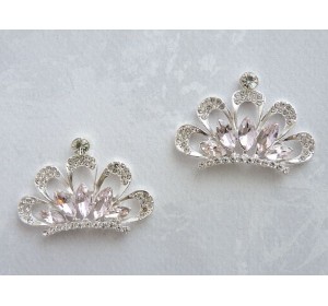 Серединка ювелирная "Корона", цв. светло-розовый - 1 шт.