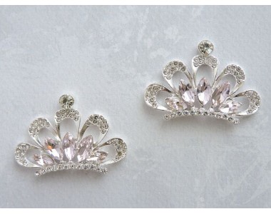 Серединка ювелирная "Корона", цв. светло-розовый - 1 шт.