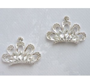 Серединка ювелирная "Корона", цв. серебро - 1 шт.