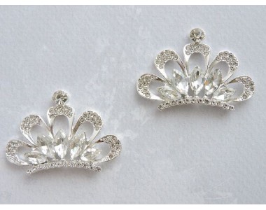 Серединка ювелирная "Корона", цв. серебро - 1 шт.