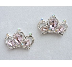 Серединка ювелирная "Корона 2", цв. светло-розовый - 1 шт.
