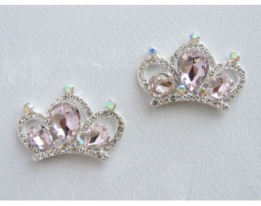 Серединка ювелирная "Корона 2", цв. светло-розовый - 1 шт.