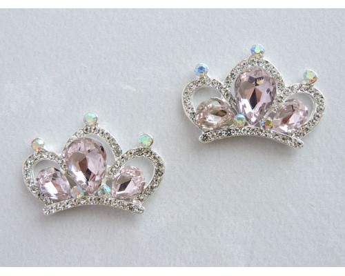 Серединка ювелирная "Корона 2", цв. светло-розовый - 1 шт.