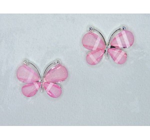 Серединка ювелирная "Бабочка", цв. светло-розовый - 1 шт.