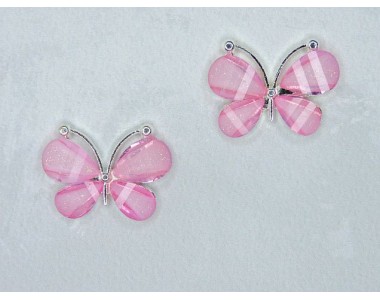 Серединка ювелирная "Бабочка", цв. светло-розовый - 1 шт.