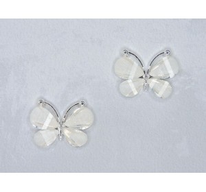 Серединка ювелирная "Бабочка", цв. белый - 1 шт.