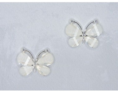 Серединка ювелирная "Бабочка", цв. белый - 1 шт.