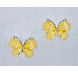 Серединка ювелирная "Бабочка", цв. желтый - 1 шт.