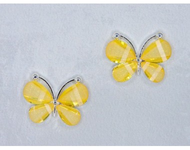 Серединка ювелирная "Бабочка", цв. желтый - 1 шт.