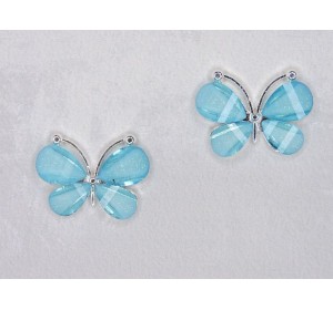Серединка ювелирная "Бабочка", цв. голубой - 1 шт.