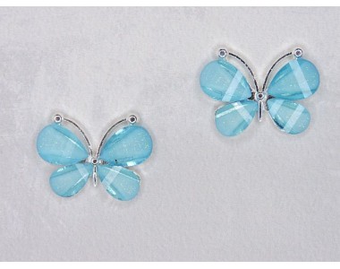 Серединка ювелирная "Бабочка", цв. голубой - 1 шт.