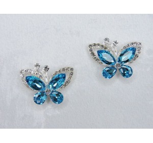 Серединка ювелирная "Бабочка", цв. голубой №15 - 1 шт.