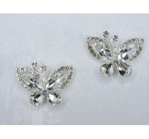 Серединка ювелирная "Бабочка", цв. серебро - 1 шт.