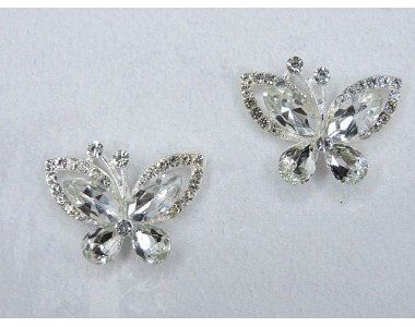 Серединка ювелирная "Бабочка", цв. серебро - 1 шт.