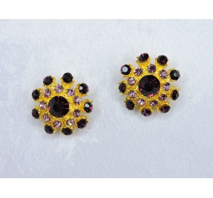 Кабошон-пуговица флоризель металл "Цветок", цв. бургунди - 1 шт.