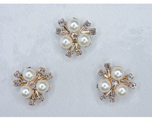 Кабошон флоризель пластик "Цветочек" №2, цв. золото - 1 шт.