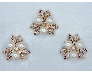 Кабошон флоризель пластик "Цветочек"№1, цв. золото - 1 шт.