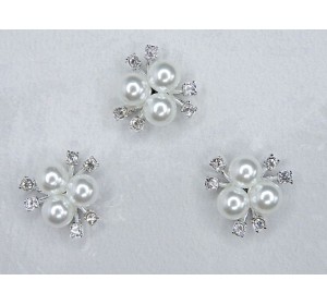 Кабошон флоризель пластик 20 мм, цв. серебро - 1 шт.