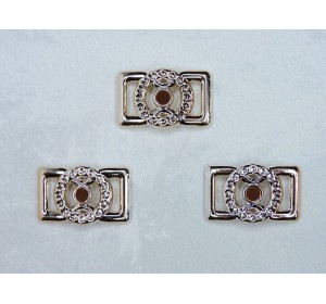 Пряжка декоративная 25*16 мм, цв. золото/коричневый - 1 шт.