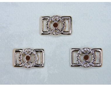 Пряжка декоративная 25*16 мм, цв. золото/коричневый - 1 шт.