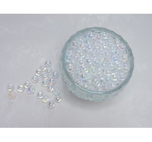 Бусинки радужные 8 мм, цв. белый - 1 уп. (20 шт.-5 гр.)