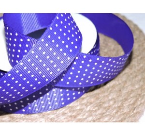 Репсовая лента 25 мм "Мелкий горох", цв. темно-фиолетовый - 1 м