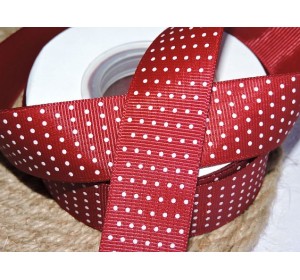 Репсовая лента 25 мм "Мелкий горох", цв. бордовый - 1 м