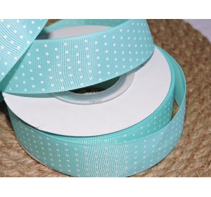 Репсовая лента 25 мм "Мелкий горох", цв. аквамарин - 1 м